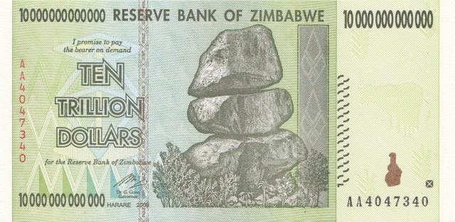 Dollar Zimbabwe 10 trillion front